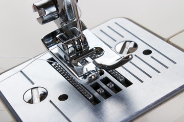 Sewing machine presser foot closeup