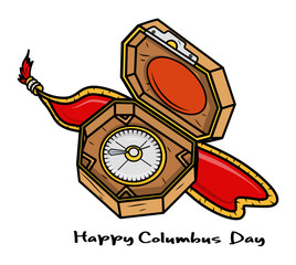 Columbus Day Retro Compass Vector