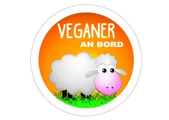 Veganer an Bord / Autoaufkleber / Schaf
