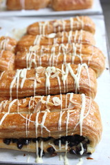 chocolate Danish on a white background.