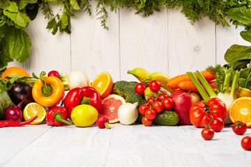 Fruit and vegetable borders Fruit and vegetable borders on wood