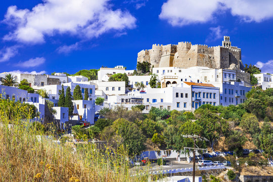 View Of Monastery Of St.John In Patmos Island, Dodecanese,Greece