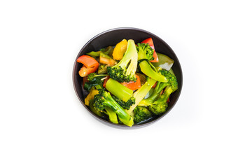 fresh vegetables in plate isolated on white background