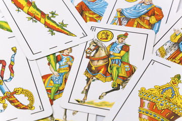 Spanish cards in white background