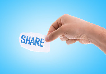 Share piece of paper with blue background