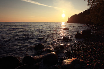 Sea beach sunset gold