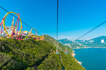 Hong Kong Ocean Park Roller Coaster. Ocean Park is situated in Wong Chuk Hang and Nam Long Shan in...