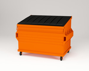 Realistic orange trash box.
