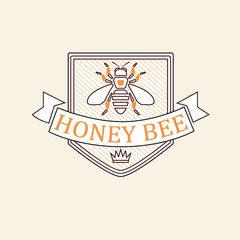 Vector set of honey and bees labels, badges
