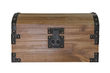 wooden chest isolated on white background