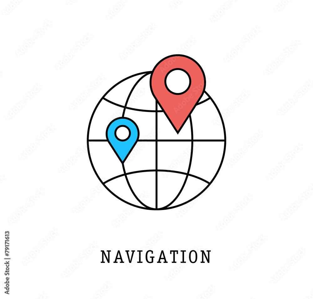 Poster navigation and geolocation thin flat lines