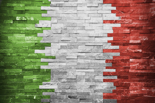 Italian Flag in the wall building