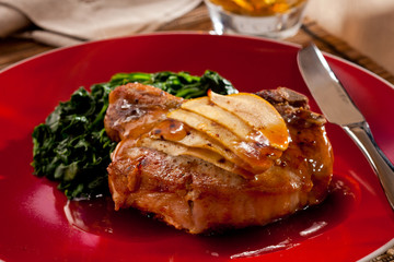 Pork Chops on Spinach
