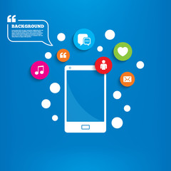 Social media icons. Chat speech bubble and Mail.