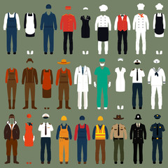 vector icon workers, profession people uniform, cartoon vector