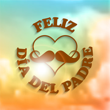 Heart with a mustache and text feliz dia del padre