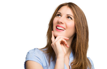 Fototapeta premium Beautiful woman thinking at something