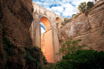 Fototapeta na wymiar old bridge in town of Ronda in Andalusia, Spain