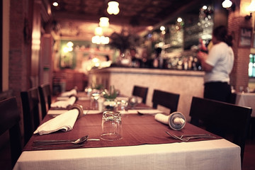 food in the restaurant, table, background