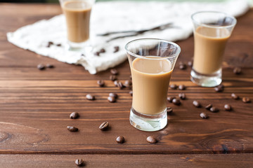 coffee liqueury with coffee beans