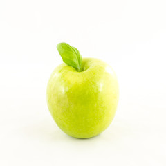 Fresh apple with leaf on white