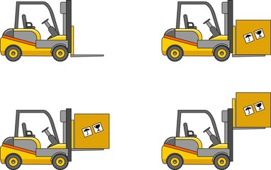 Forklifts. Heavy construction machines. Vector illustration
