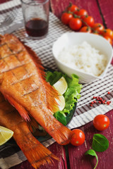 lunch of smoked sea bass