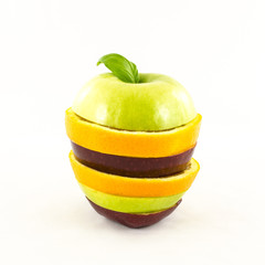 Fresh sliced fruits in shape of apple