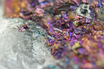 Chalcopyrite in quartz, It has the chemical formula (CuFeS2).