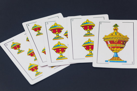 Spanish cards in black background