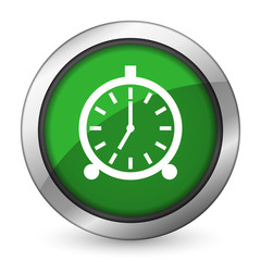 alarm green icon alarm clock sign
