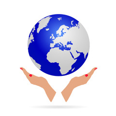 planet earth with hand color vector