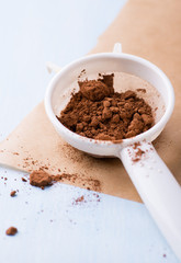 Cocoa powder dusted and sieve