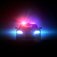 Police car pursued in the dark. © andrew7726