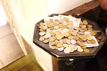 Russian rubles coins closeup