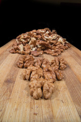 Walnuts on a wooden board