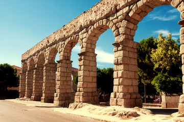 Obraz premium roman aqueduct in Segovia city, Spain