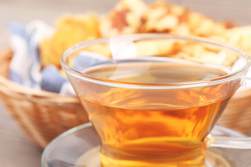 Tea and food background