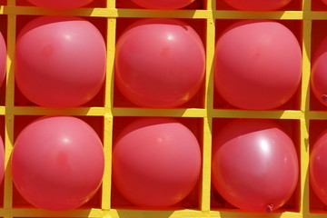 Pink balloons at shelf