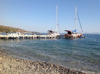 Boats near a pier