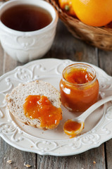 Homemade bread and orange jam