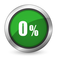 0 percent green icon sale sign