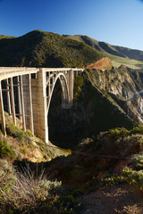 a historic Bixby bridge along coastline california route one