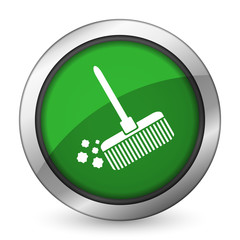 broom green icon clean sign