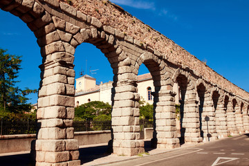Fototapeta na wymiar roman aqueduct in Segovia city, Spain