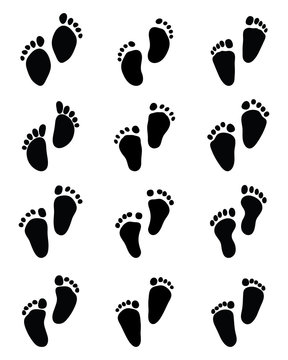 Prints of baby feet, vector illustration