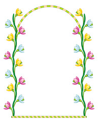 Elegant frame with  snowdrops isolated on a white background