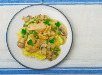 fricassee from chicken with vegetables