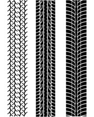 Black prints of tread of cars, vector illustration
