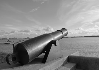 Russian memorial fort cannon at the Kronshtadt, Russia